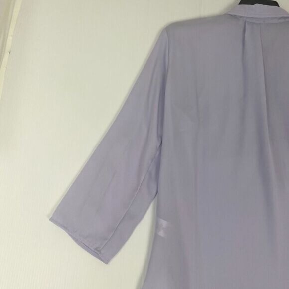 Michael Kors Half Zip Women's Lavender Roll sleeve Blouse Pockets Size L Used - Picture 15 of 16